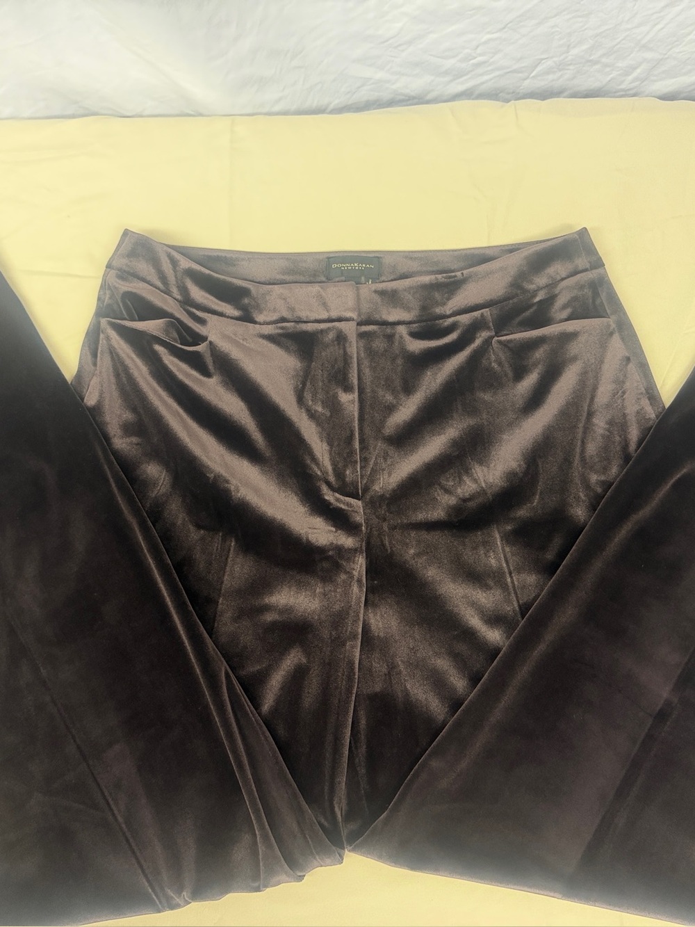 Donna Karan Chocolate Brown Velvet Wide-Leg Pants